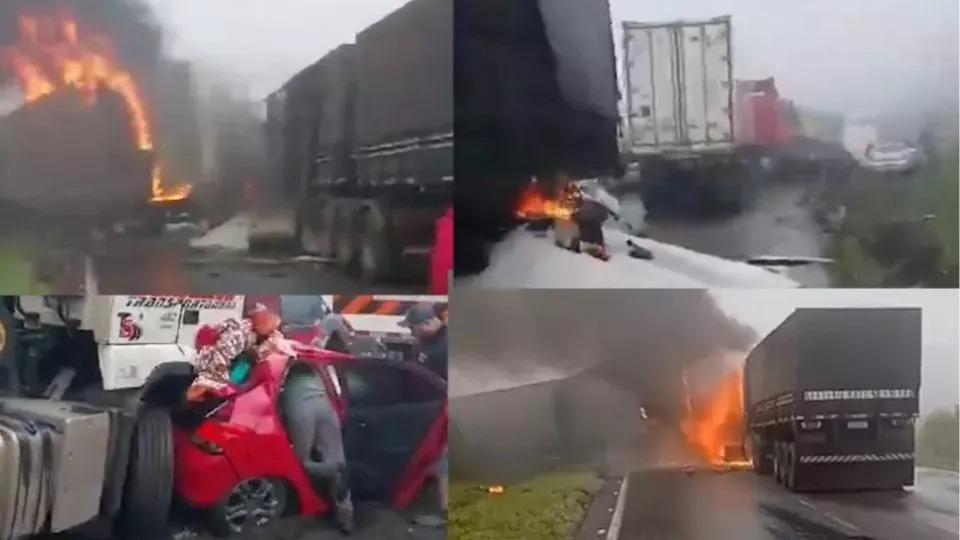 Engavetamento na BR-277 envolveu 128 veículos e 94 pessoas, diz laudo da PRF