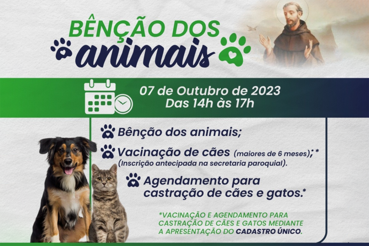 Bênção dos Animais: Meio Ambiente apoia ação da Paróquia S. Francisco de Assis