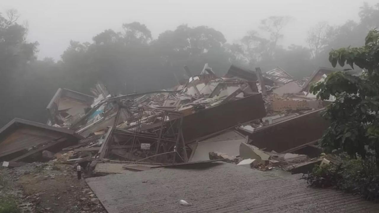 Prédio desaba e rachaduras aumentam após chuva em Gramado