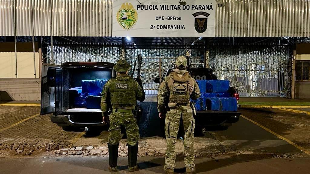 Guaíra-PR - BPFRON e Polícia Federal apreendem quase uma tonelada de droga