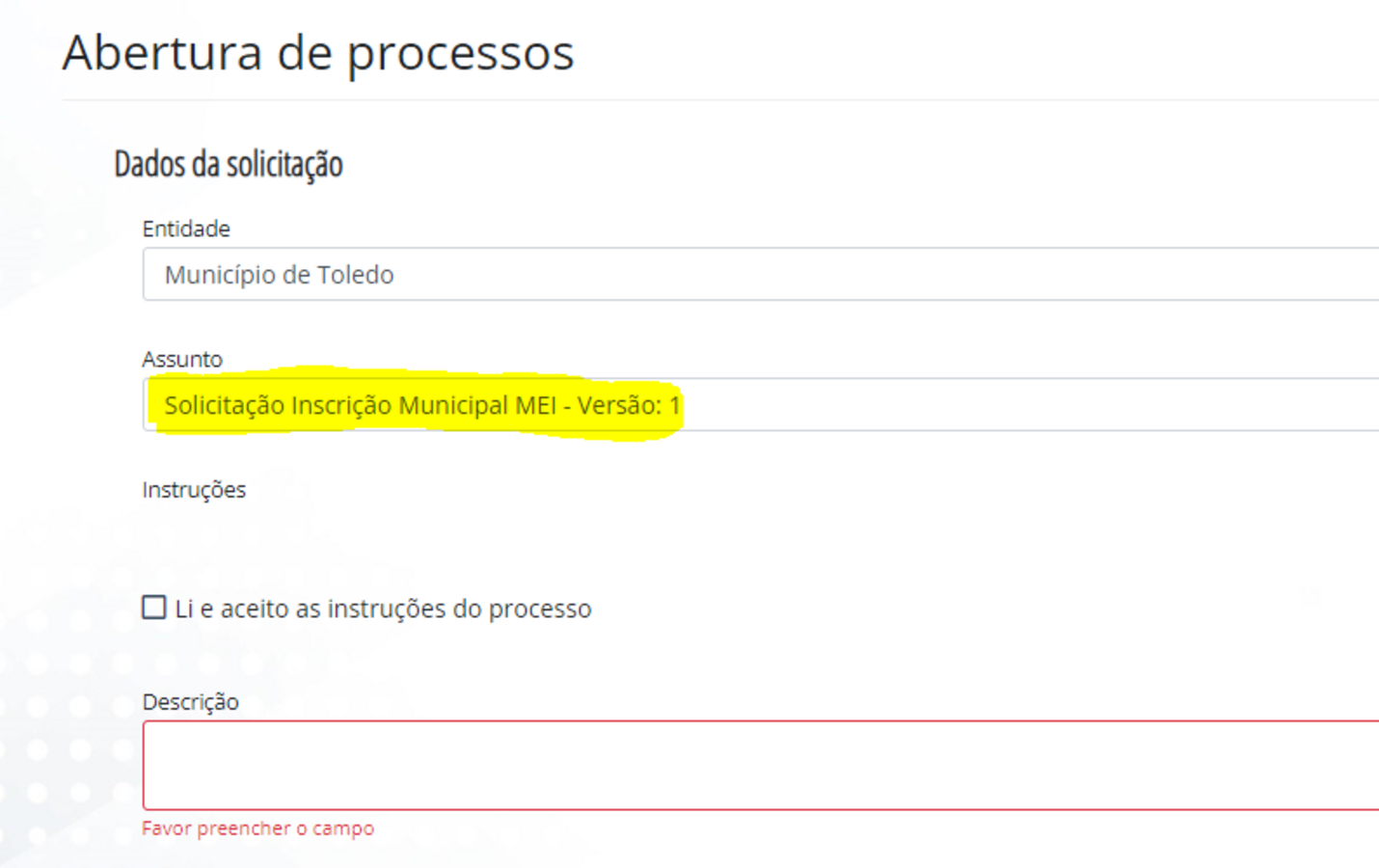 MEI deverá solicitar Inscrição Municipal em Toledo