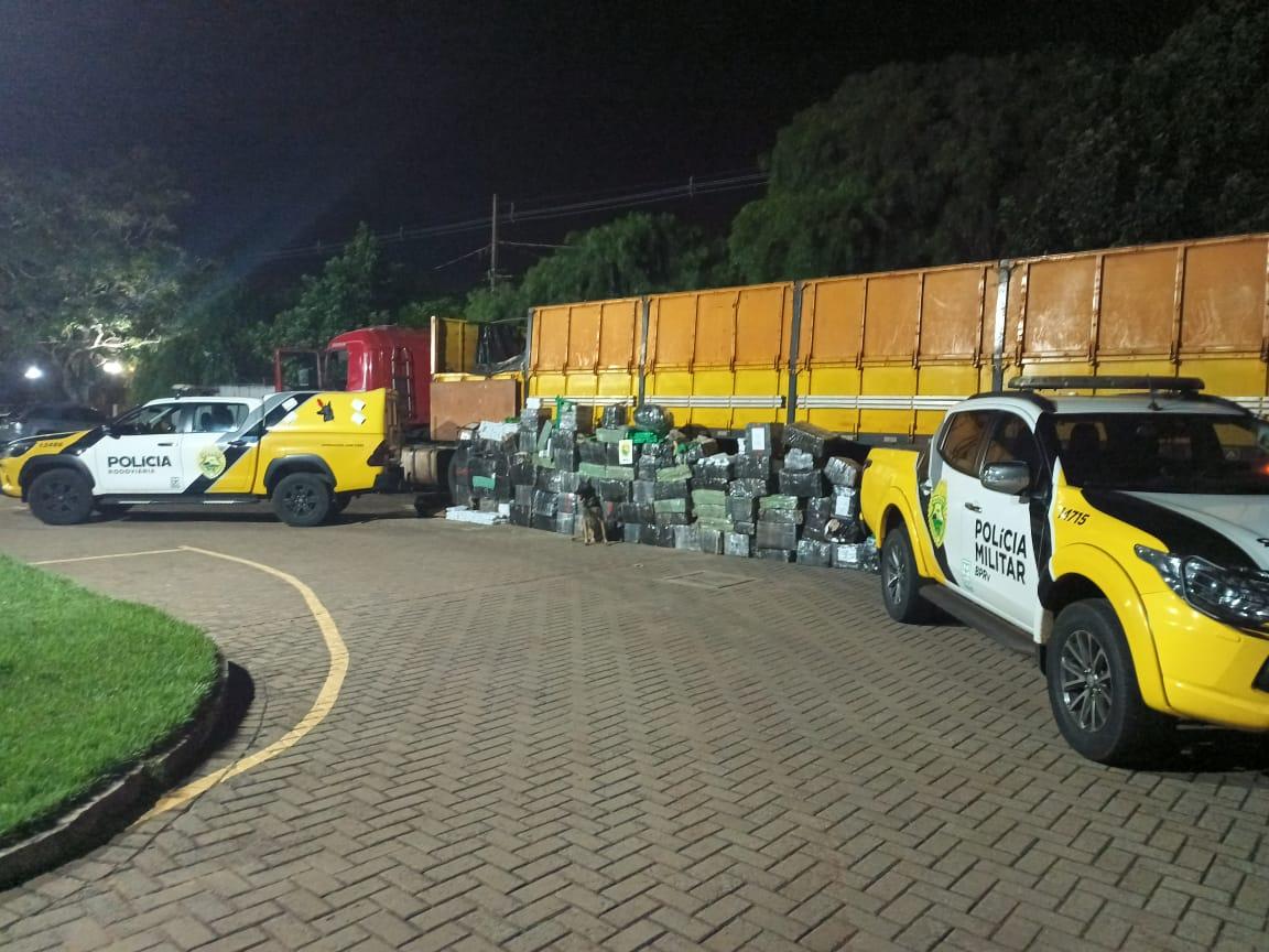 BPRv apreende caminhão carregado com mais de 2 toneladas de drogas em Maringá-PR