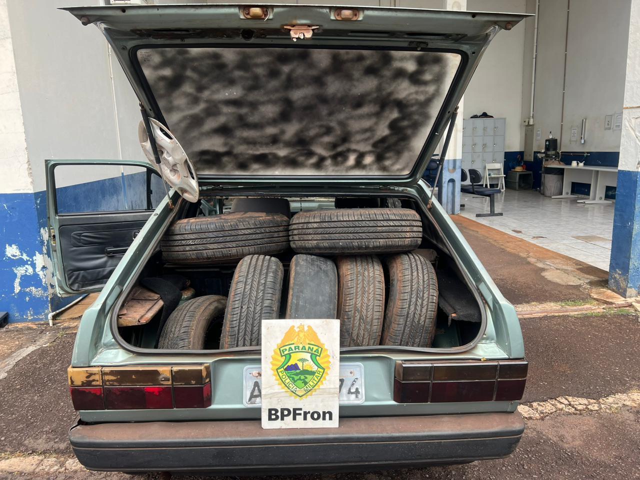 BPFRON apreende 16 pneus de origem estrangeira em Santa Teresa do Oeste-PR