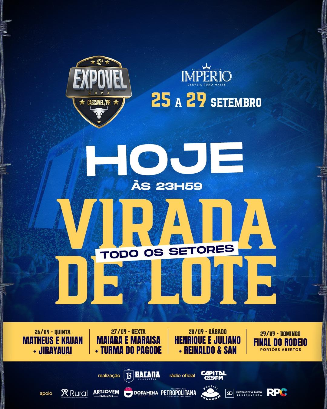 EXPOVEL 2024: Nesta terça-feira, uma mudança de lote está programada para todos os setores do evento