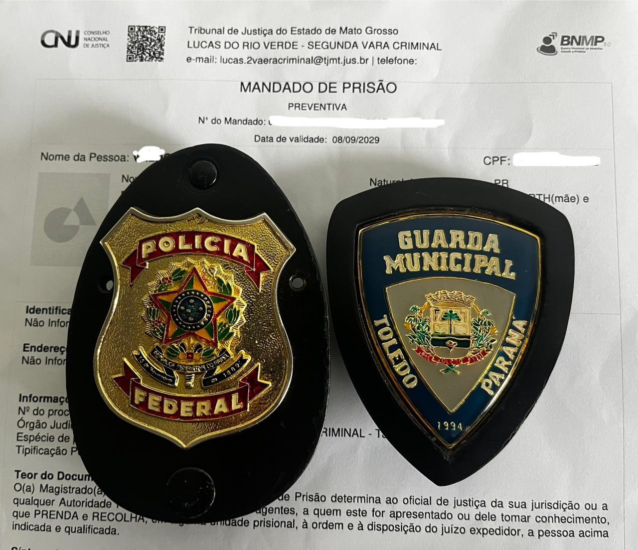 Guarda Municipal de Toledo cumpre mandado de prisão em integração com a Polícia Federal