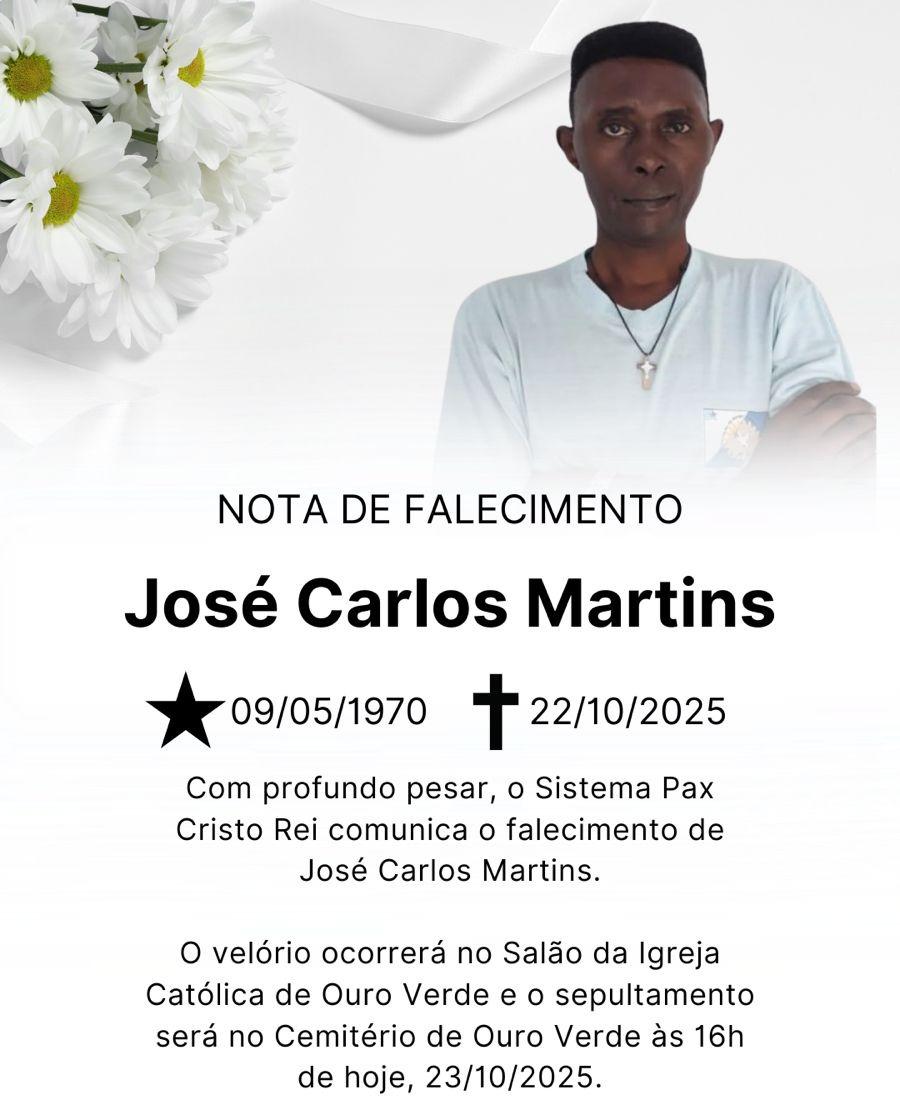 Nota de Falecimento – José Carlos Martins