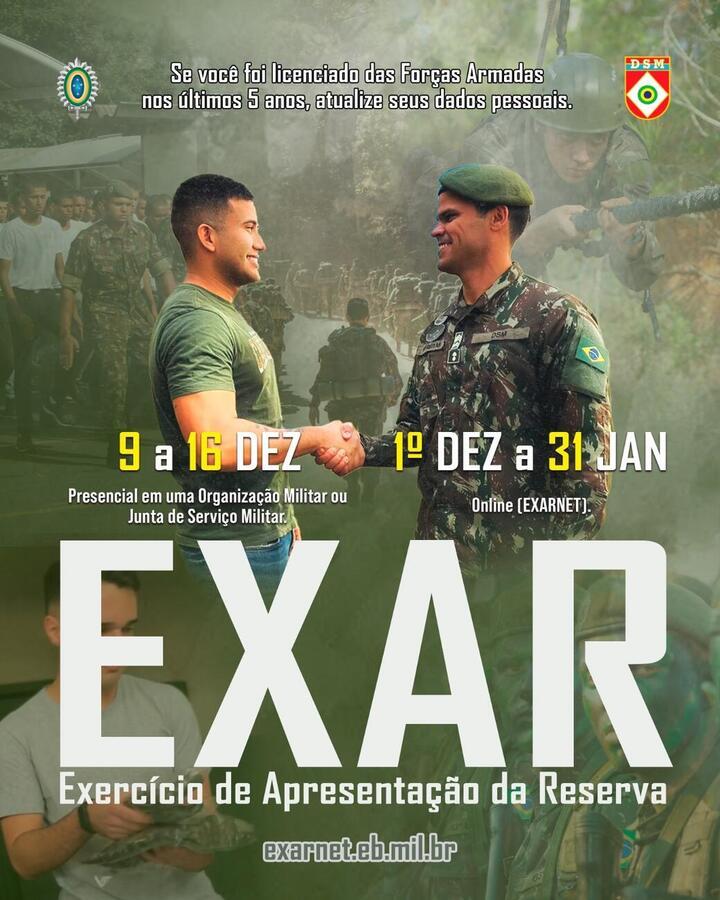 Licenciados do serviço militar devem comparecer ao Exercício de Apresentação da Reserva