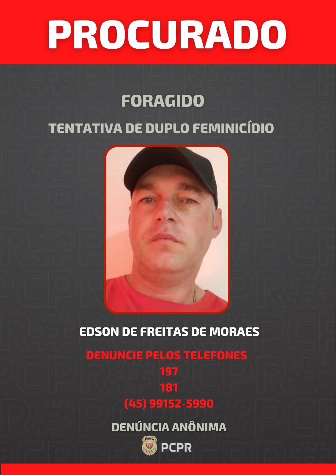 ATENÇÃO, TOLEDO! FORAGIDO POR DUPLA TENTATIVA DE FEMINICÍDIO É PROCURADO