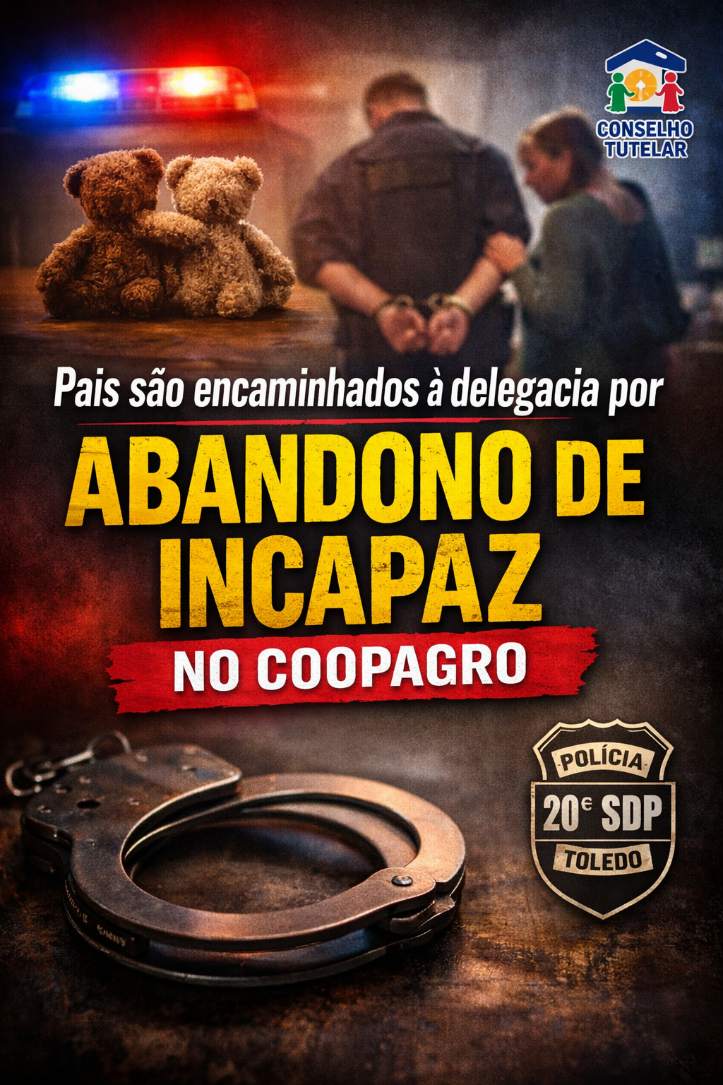 Pais são encaminhados à delegacia por abandono de incapaz no Coopagro