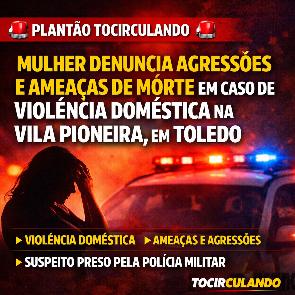 Mulher denuncia agressões e ameaças de morte em caso de violência doméstica na Vila Pioneira, em Toledo
