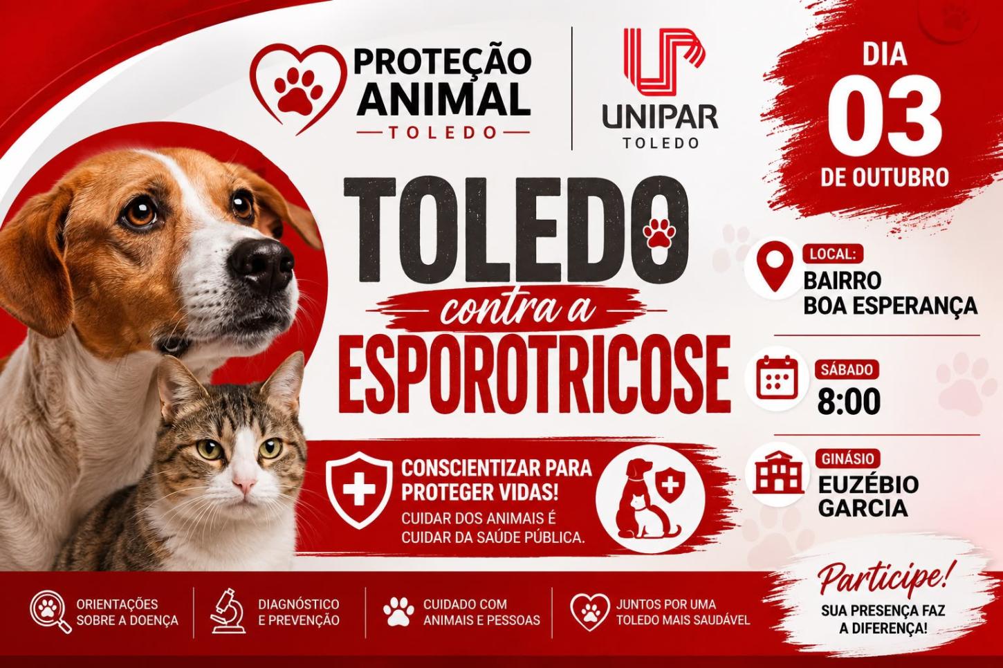Toledo promove ação de conscientização sobre a esporotricose neste sábado (3)