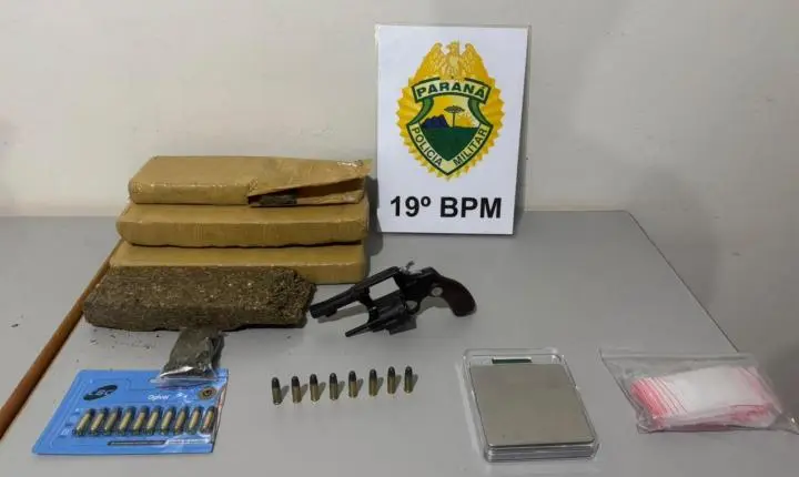 CASAL É PRESO COM MAIS DE 3 KG DE MACONHA E REVÓLVER EM TOLEDO