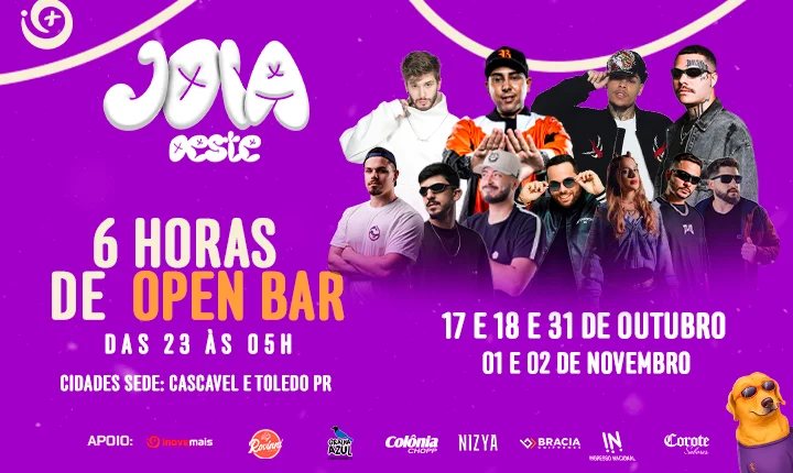JOIA OESTE reúne DJs nacionais em duas noites de open bar no Oeste do Paraná