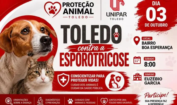 Toledo promove ação de conscientização sobre a esporotricose neste sábado (3)